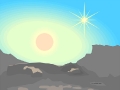 Setting sun at the lava mountain, version 4