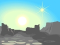 Setting sun at the lava mountain, version 5