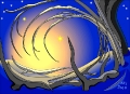Christmas card : Dry branches at dusk, version 5